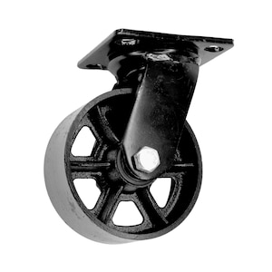 Black metal swivel castor - 125mm diameter - For industrial style black metal furniture