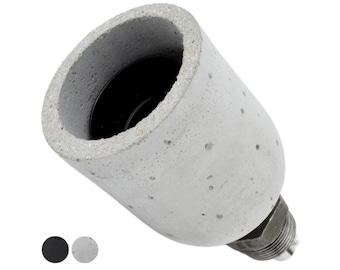 E27 Concrete Socket Kit on Cast Iron Fitting – Cement Shade for Industrial DIY Lamp