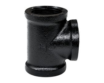 Black Painted 3-Way Tee F/F/F | Industrial Decor Pipe Fitting Ready to Use | Joins 3 Tubes 3/4 inch 27 mm Loft DIY Steampunk