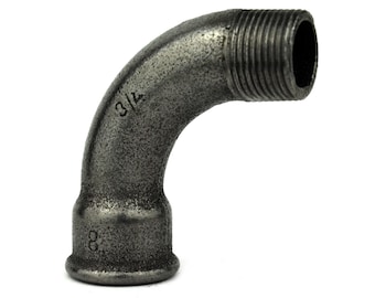 Bogen großer Radius 90 Grad Außen Innen Schwarzes Gusseisen | EN 10242 Rohr Fitting | Industrie DIY Möbel Dekor