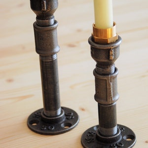 Medium candle holder in industrial style plumbing fittings image 4
