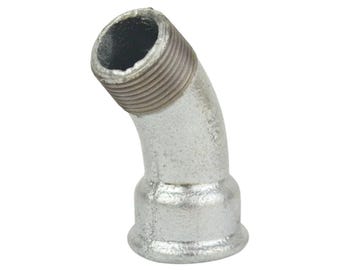 Long Sweep Elbow 45 Degree Male Female Galvanized Cast Iron | Curved Plumbing Fitting EN 10242 | Industrial DIY