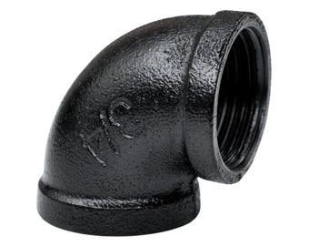 Black Painted 90 Degree Elbow F/F | Industrial Decor Pipe Fitting Ready to Use | DIY Furniture Loft Shelf 3/4 inch