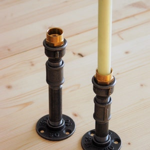 Medium candle holder in industrial style plumbing fittings image 5