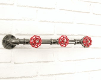 Coat rack, cast iron rack pad - 3 red ruffles