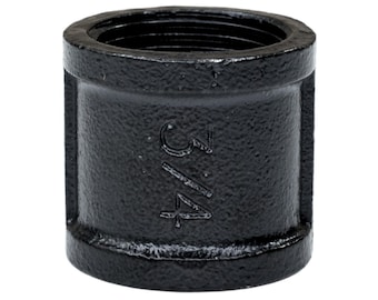 Black Painted Equal Coupling F/F | Industrial Decor Pipe Fitting Ready to Use | Joins 3/4 inch 27 mm Threaded Tube Loft DIY