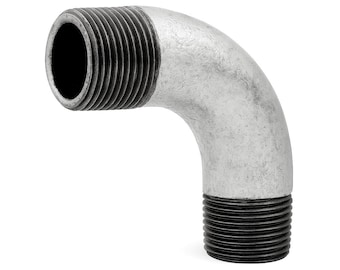 Long Sweep Elbow 90 Degree Male Male Galvanized Cast Iron | Double Male Curved Fitting EN 10242 | Industrial DIY