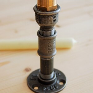 Medium candle holder in industrial style plumbing fittings image 2