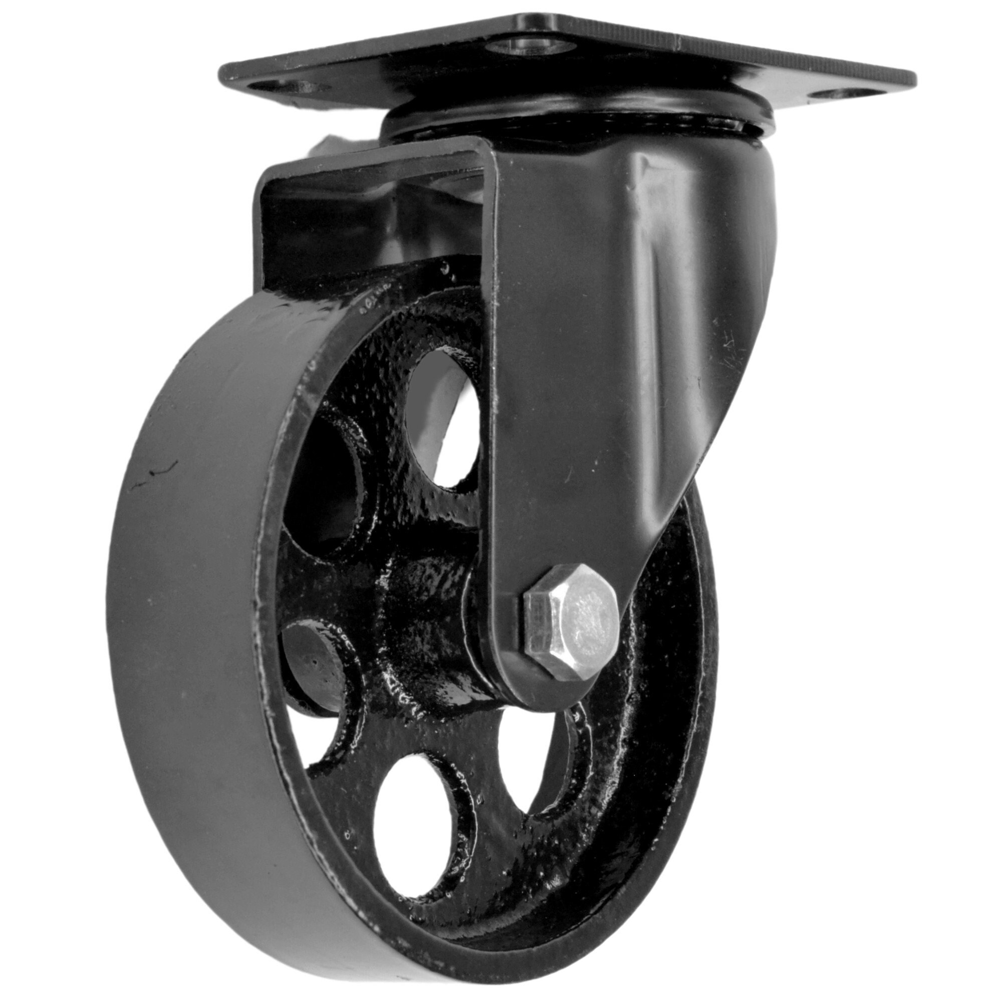 Rueda giratoria de hule negro con freno 100 mm 70 kg T03080 / 3377 DVR 100  P62, Materiales De Construcción