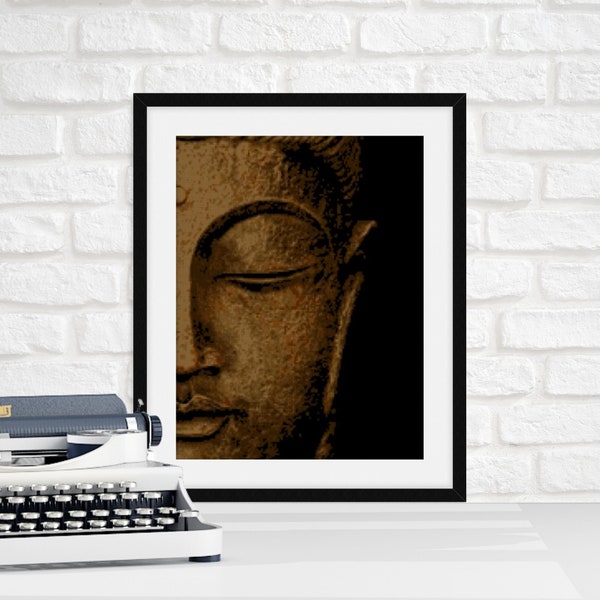 Buddha Half Face Cross Stitch Pattern, Modern cross stitch, Cross Stitch Zen, digital patterns, DIY pattern, instant download