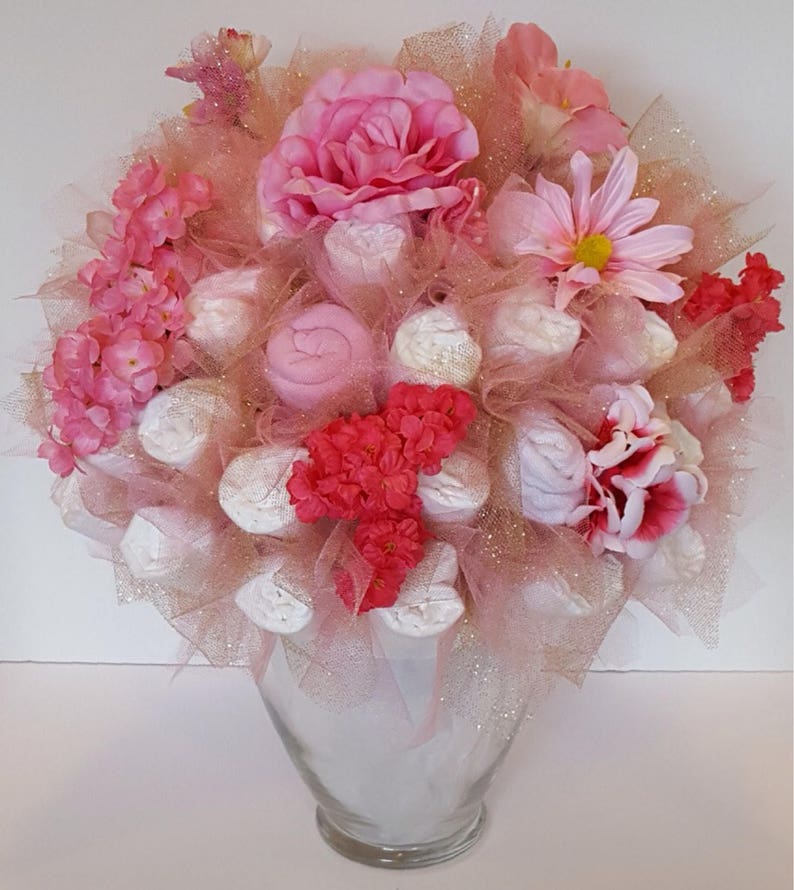 Pink Gold Diaper Bouquet Baby Shower Centerpiece Baby Girl Etsy Pink Gold Diaper Bouquet Baby Shower Centerpiece Baby Girl Etsy