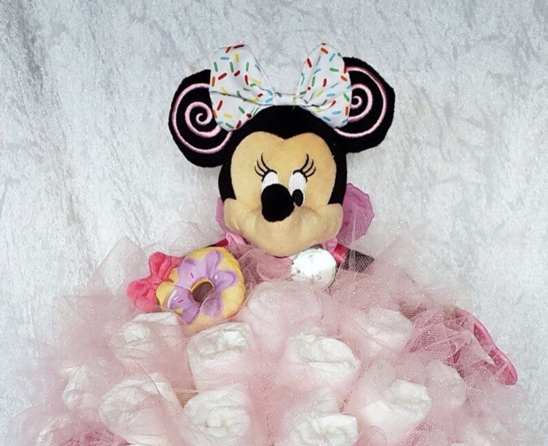 Minnie Mouse Diaper Bouquet Baby Girl Shower Decorations Disney Centerpiece Ideas New Mom Gift Unique