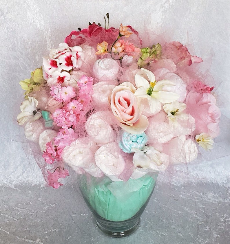 Pink Mint Baby Diaper Bouquet Baby Shower Centerpiece Baby Etsy Pink Mint Baby Diaper Bouquet Baby Shower Centerpiece Baby Etsy