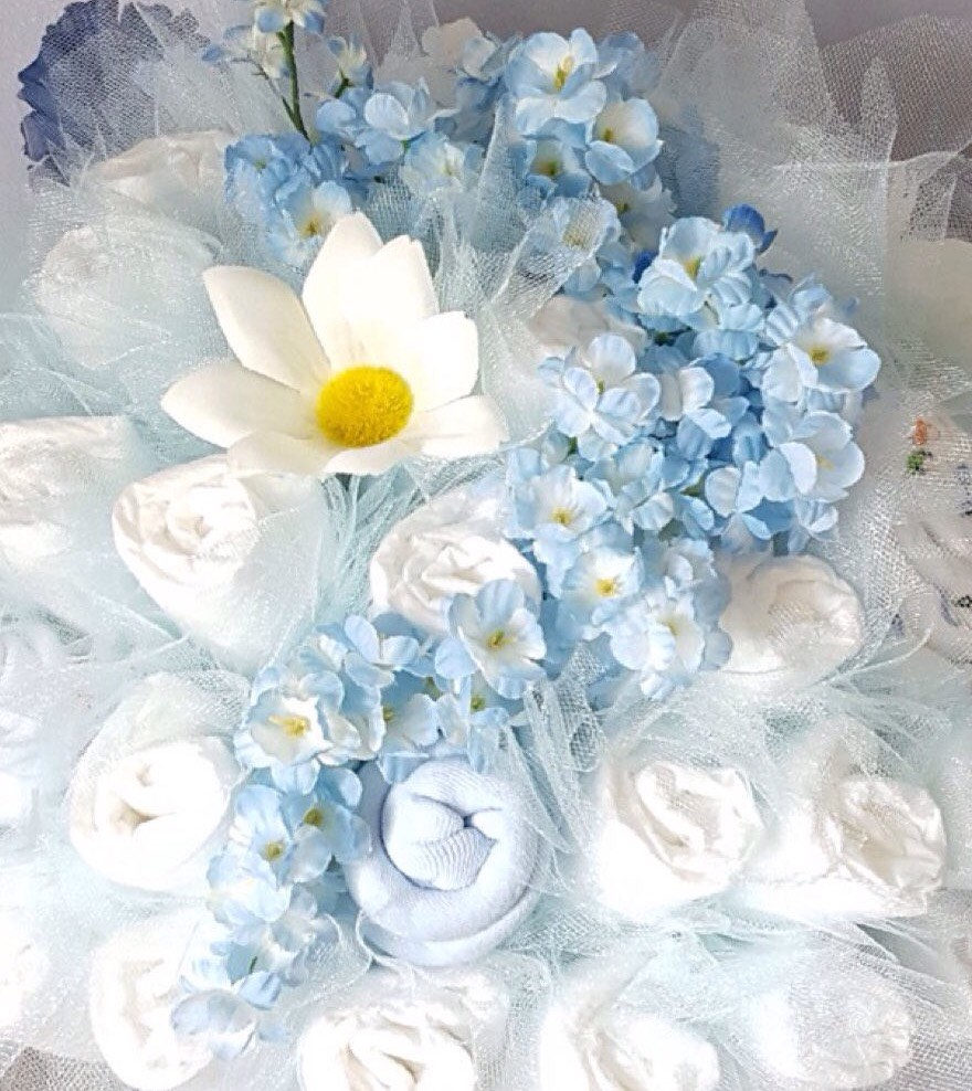 Baby Blue Diaper bouquet baby shower centerpiece baby boy Etsy