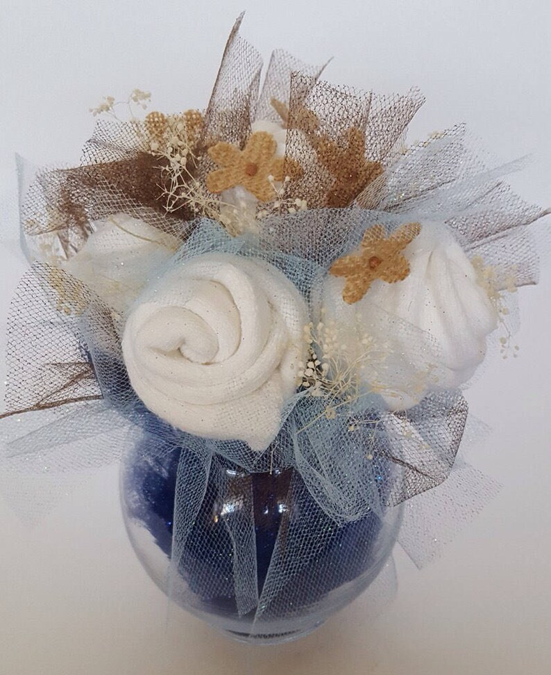 baby sock flower centerpiece