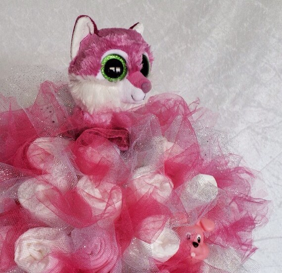Fox Pink Baby Diaper Bouquet Woodland Creatures Baby Shower Etsy