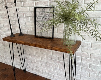 Rustic Entryway Farmhouse Console Table Hairpin LegRustc