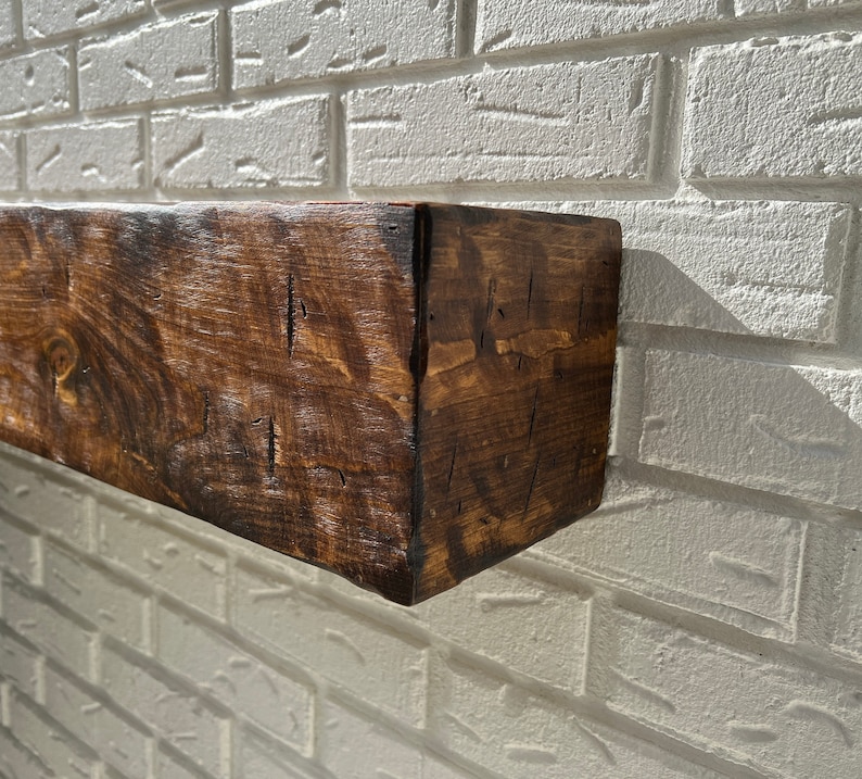 Fireplace Mantel Wall Shelf Floating Shelf Rustic Beam Etsy