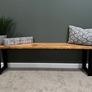 Rustic Entryway Bench Farmhouse Shoe Bench H Type Square Legs