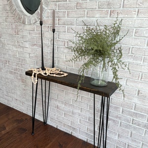 Distressed Entryway Farmhouse Console Table Hairpin Legs