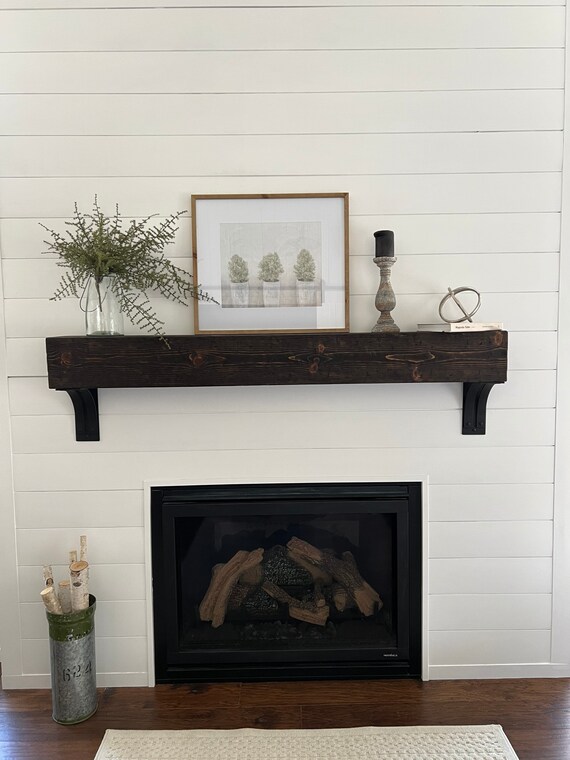 URBANDI Rustic Distressed Fireplace Mantel Shelf - 48"L X 6"H X 8"D, Pine Wood, Wall Mounted Floating Shelf, 75 Lb Capacity, Handcrafted - View #10