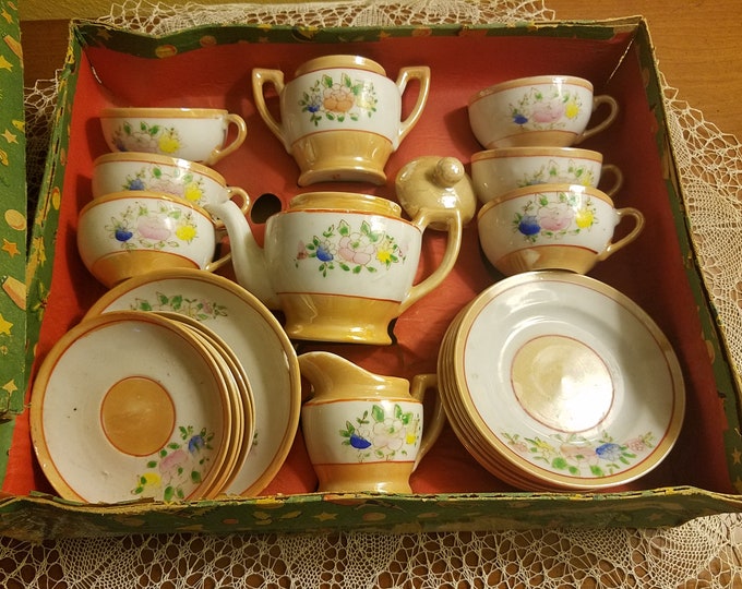 Antique Victorian Miniature 3 Piece China Tea Settoy Doll Tea Etsy