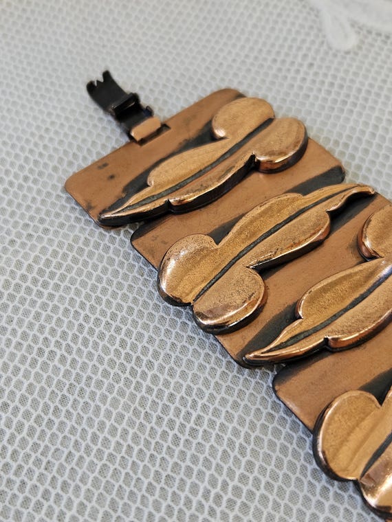 Copper Bracelet – Signed, Renoir -  Broad Leaf Pa… - image 2