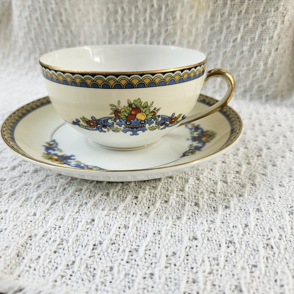 Noritake "Sorrento" Pattern Bone China Cup/Saucer - Beautiful Pattern - c. 1930 - An American Design - Delicate and Dainty Gift - Excel Cond