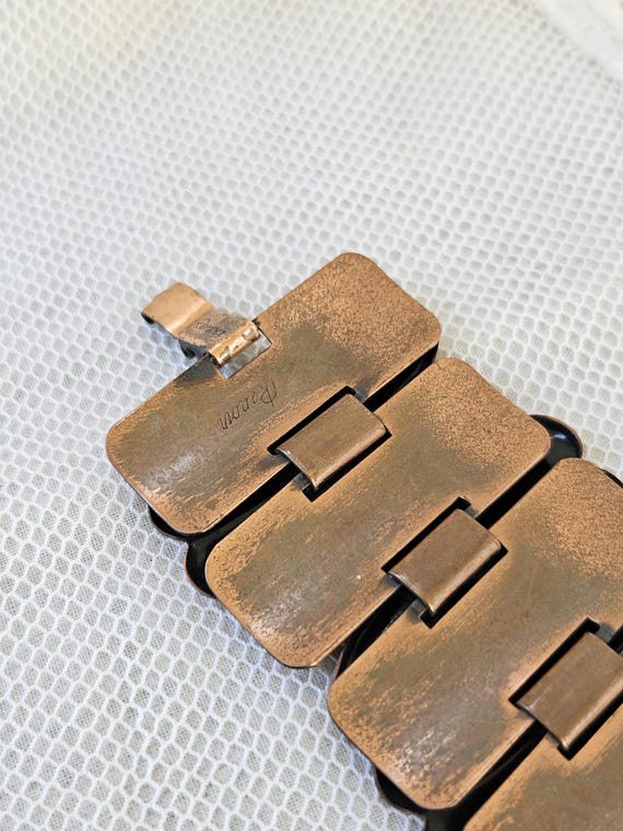 Copper Bracelet – Signed, Renoir -  Broad Leaf Pa… - image 6