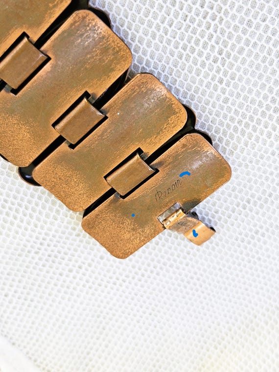 Copper Bracelet – Signed, Renoir -  Broad Leaf Pa… - image 7