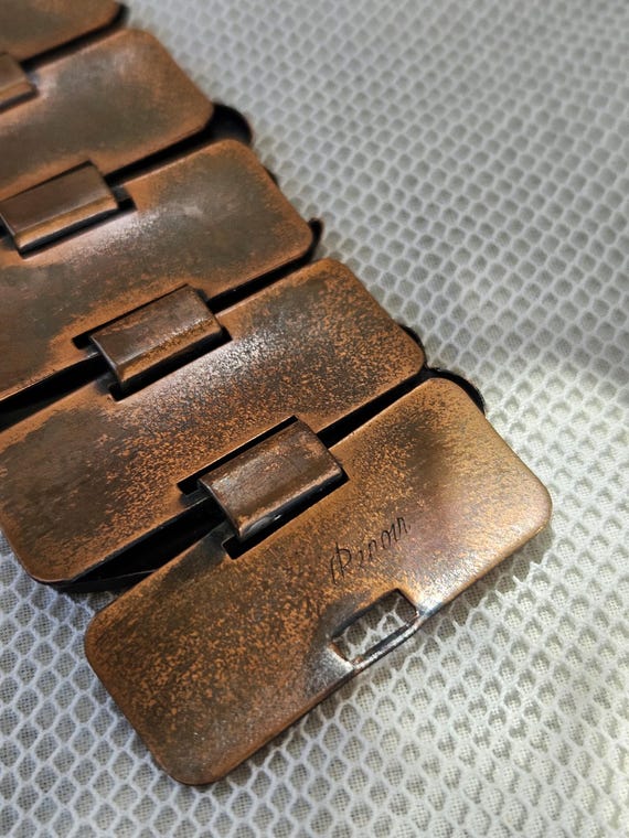 Copper Bracelet – Signed, Renoir -  Broad Leaf Pa… - image 8