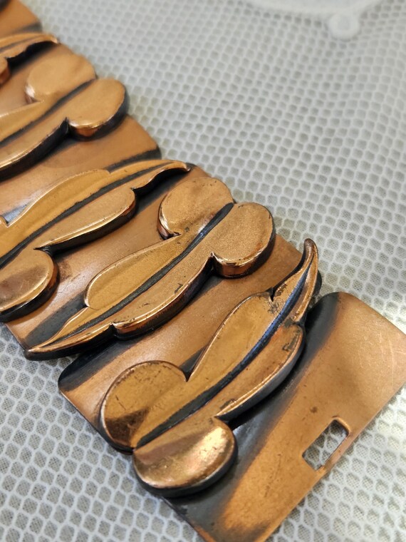 Copper Bracelet – Signed, Renoir -  Broad Leaf Pa… - image 4