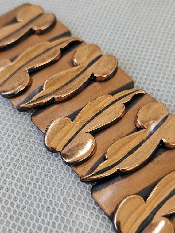 Copper Bracelet – Signed, Renoir -  Broad Leaf Pa… - image 3