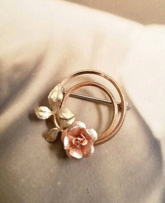 Krementz Gold-Filled Brooch – Delicate Rose and Le