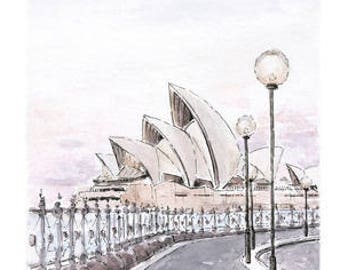 Sydney Opera House Gift / Australian Art Print / Overseas Gift / Sydney Watercolor / Fine Art Print of Sydney Landscape / Sydney Travel Gift