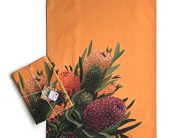 Botanical Tea towel // Australian Native Napery // Floral Kitchen Decor // Australian Gifts for overseas friends // Linen cotton tea towel