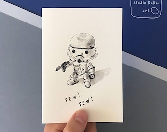 Stormtrooper Star Wars Art Illustration Card // Nerdy Gift // Gifts for him // Fine Art Greeting Card of Original Watercolour Painting