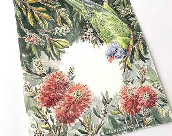 Rainbow Lorikeet painting / Australian Bird Watercolour / Australian Wildlife Artwork / Native Bird / Australiana / Original Watercolor Art