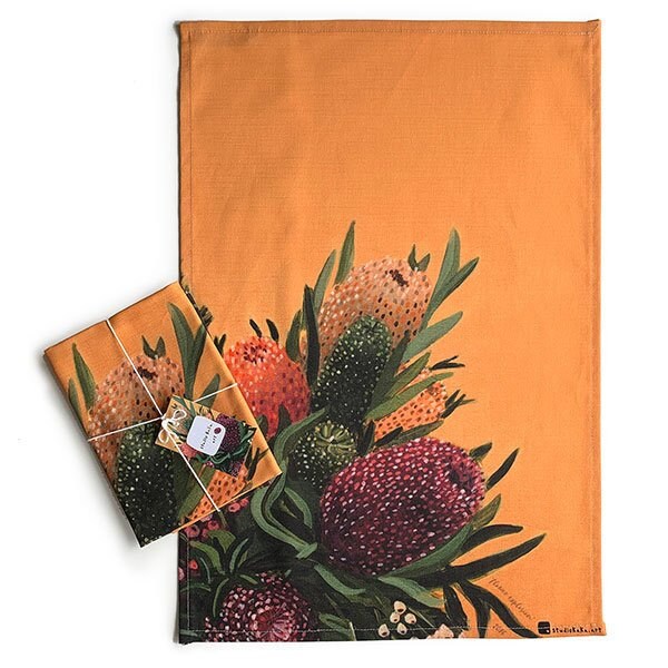 Botanical Tea Towel // Australian Native Napery // Floral Etsy Australia