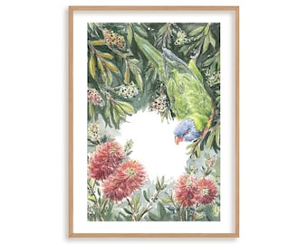 Rainbow Lorikeet Bird Print // Australian Bird Watercolour, Australian Wildlife Print, Nursery Animal Wall Print, Mothers Day Gift