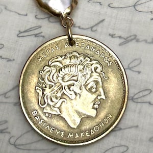 1992 Greece 100 Drachmes Coin Necklace Pendant. Alexander the Great.  Choose from 3 Settings