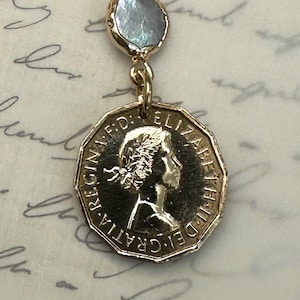 Vintage 1953 United Kingdom 3 Pence Coin Necklace Pendant. Choose from 3 Settings