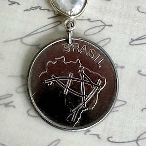 1983 Brazil South America 10 Cruzeiros Coin Necklace Pendant. Choose from 3 Settings