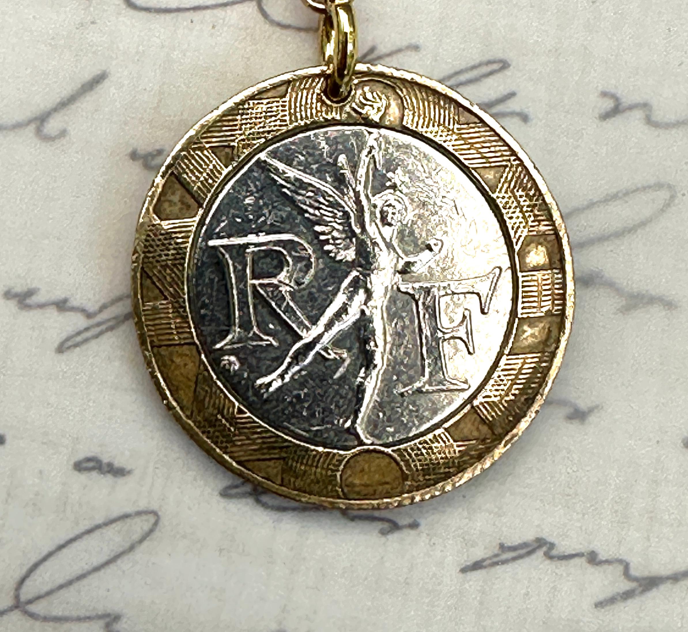 1990年フランス10フラン硬貨ネックレスペンダント。3種類の 