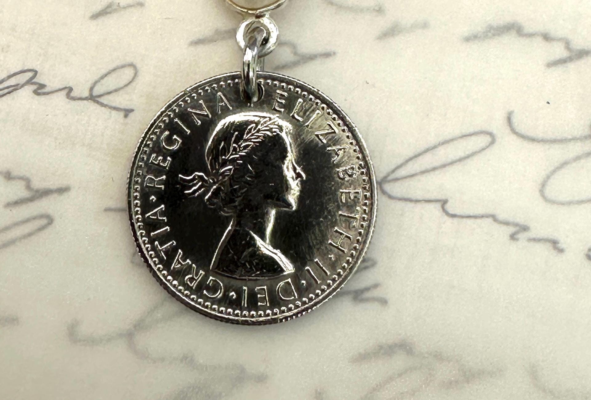 ヴィンテージ 1966年 イギリス製 ラッキー 6ペンス (SixPence) コイン ネックレス ペンダント