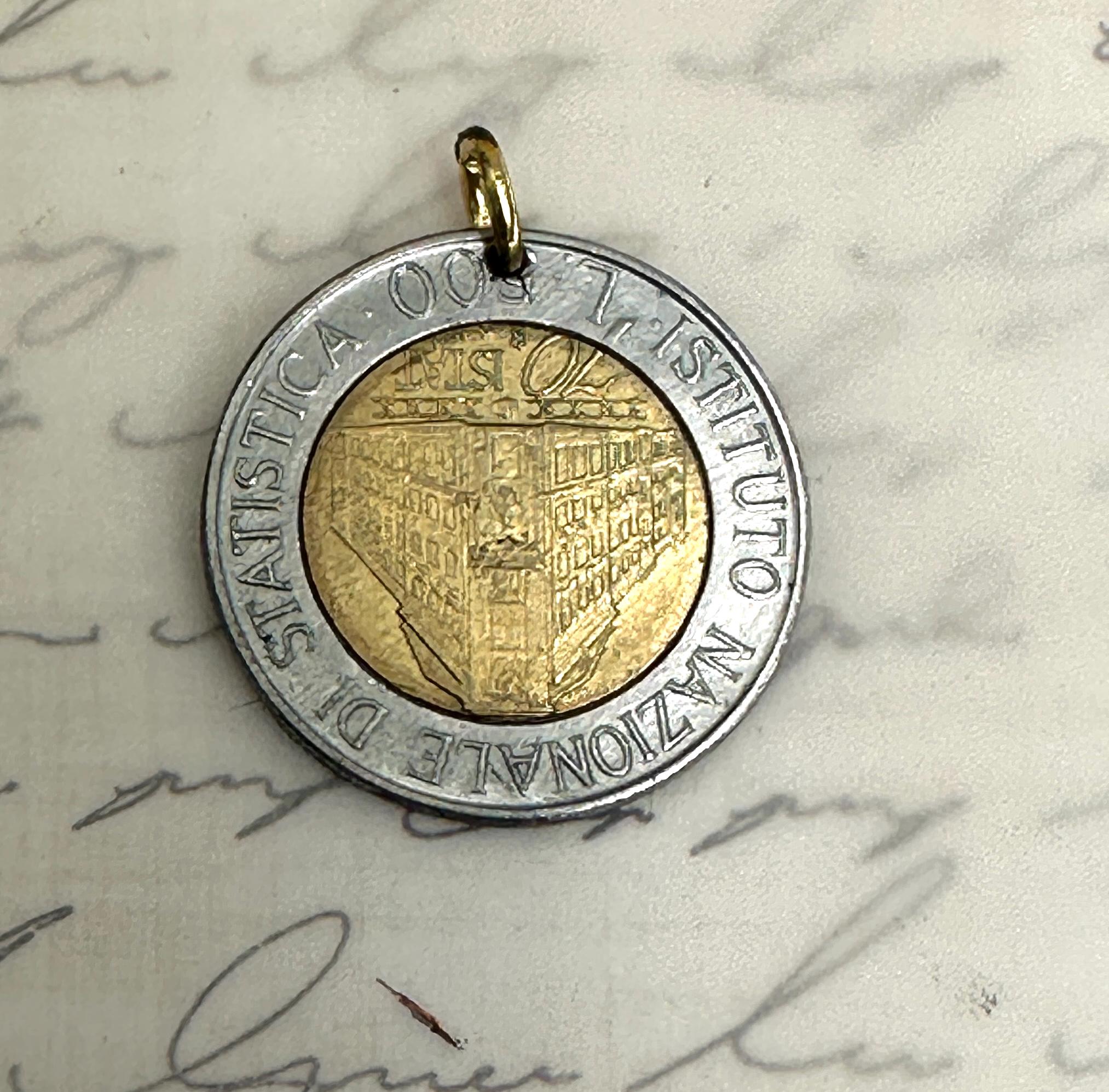 1996年イタリア500リラ硬貨ネックレスペンダント。3種類のセッティング