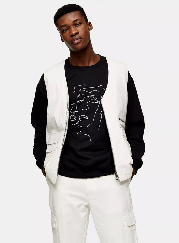 Ecru Organic Cotton Gilet Topman Vest 