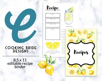 recipe page recipe card printable editable full page etsy
