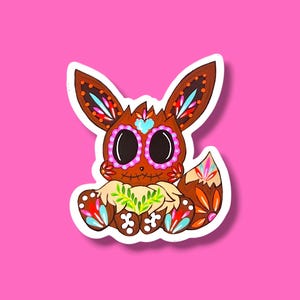 Cute Evolution Creature Calavera Sticker | Kawaii Fantasy Animal Vinyl Sticker | Colorful Folk Art | Casa De Kim