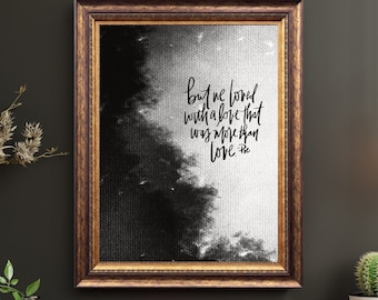 But We Loved With A Love That Was More Than Love | Poe Printable Wall Art | Vintage Halloween Decor | Dark Moody Wall Art